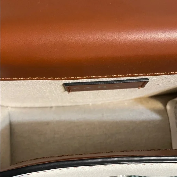 Zara Brown and White Chain Crossbody Bag - Picture 11 of 16